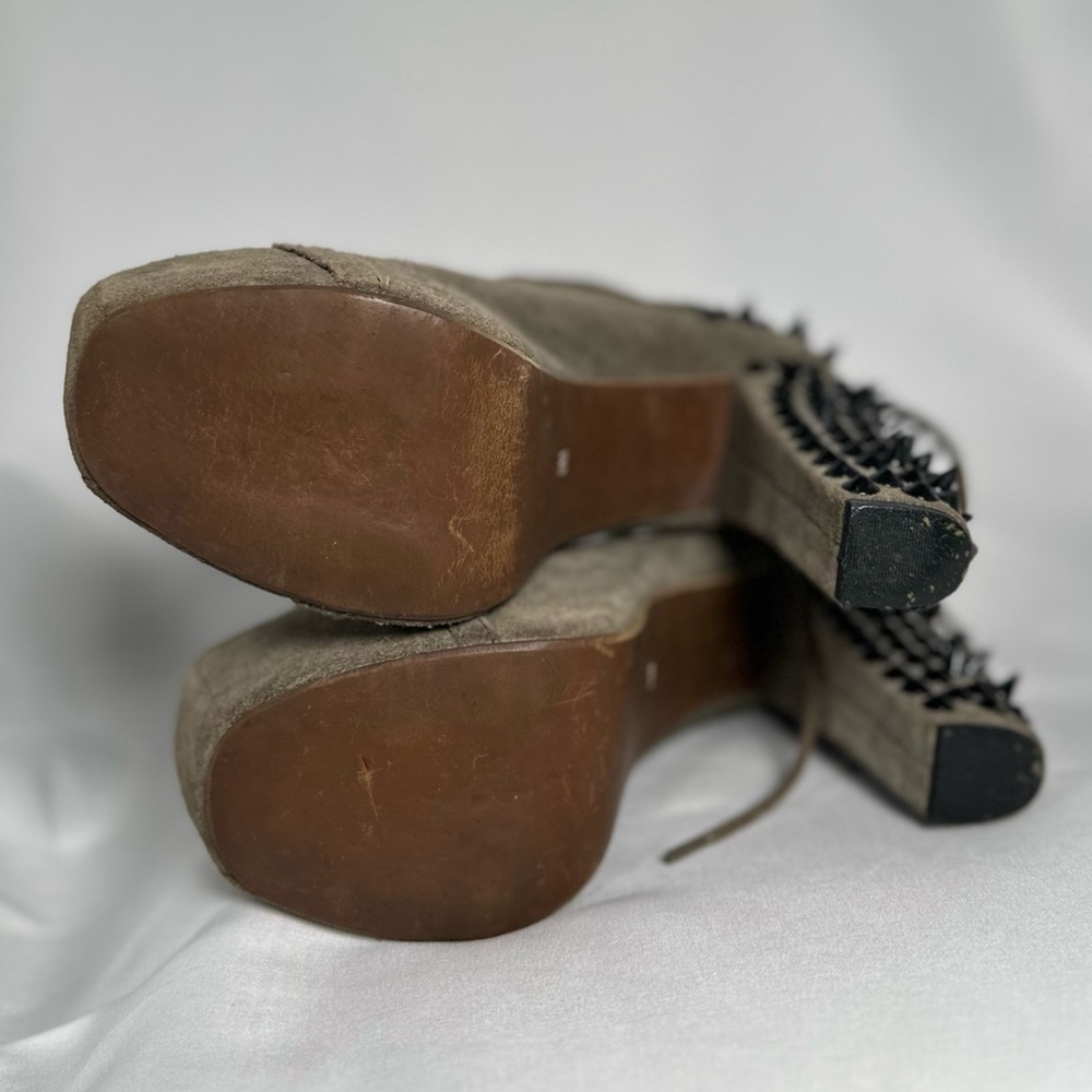 Jeffrey Campbell Taupe Suede Platform Spike Heel Booties - Picture 3 of 16